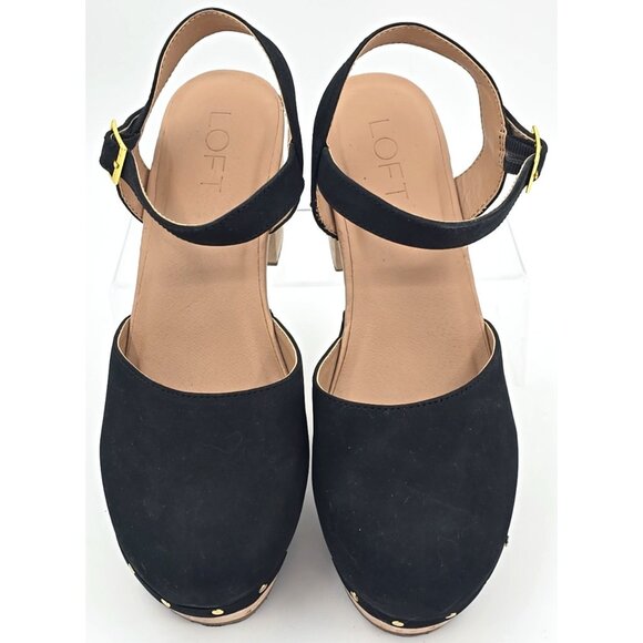 Ann Taylor Loft Leather Mules Strap Chunky Heels Platform Boho Coastal Women 8M - Picture 4 of 9